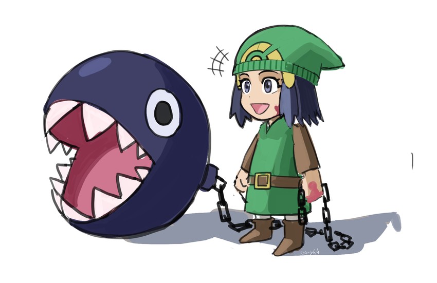 link, dawn, and chain chomp (pokemon and 4 more) drawn by saiykik
