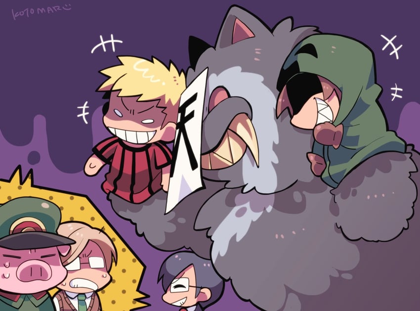 creeper, zom, roboro, koneshima, tonton, and 2 more (minecraft and 1 more) drawn by kotorai