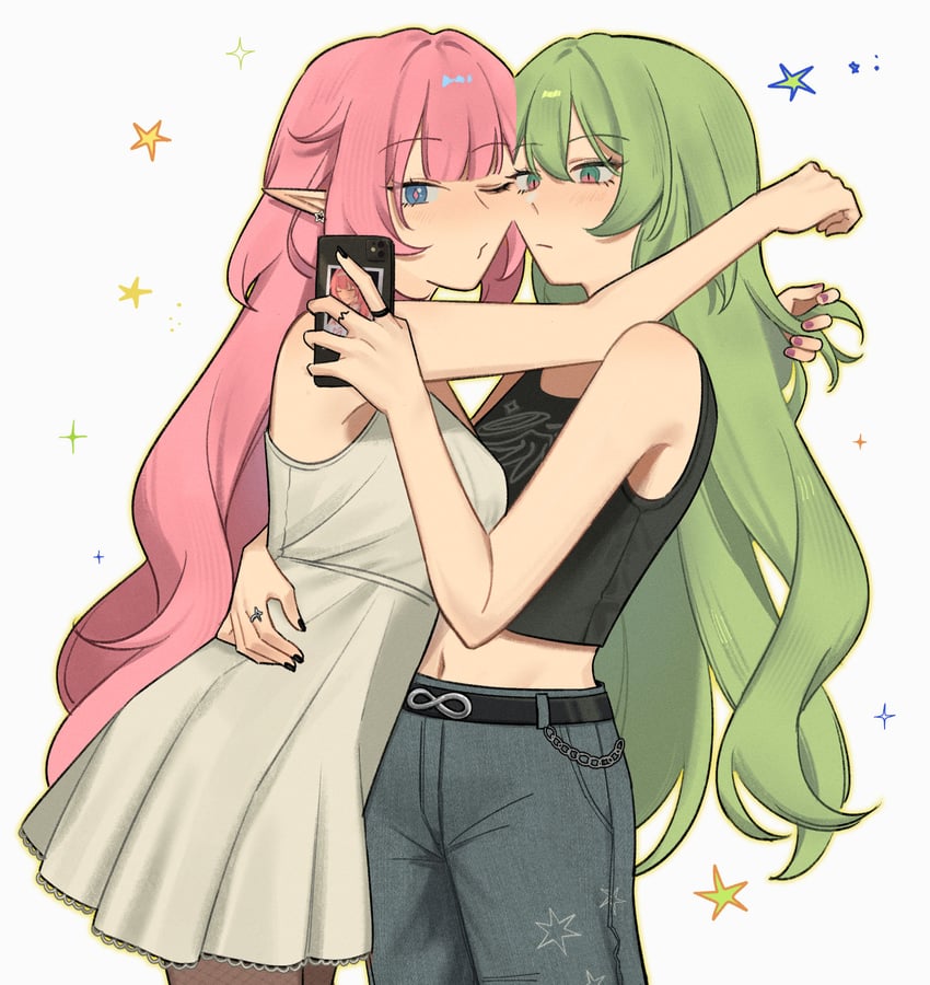 elysia and mobius (honkai and 1 more) drawn by rena_(_rrena)