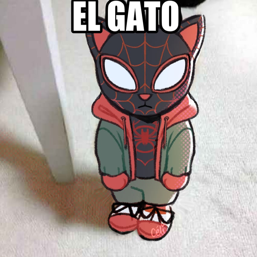miles morales, meows morales, and el gato (marvel and 4 more) drawn by pianta_celi