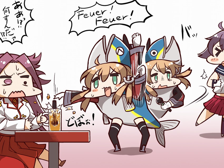 prinz eugen, jun'you, and sakawa (kantai collection) drawn by tanaka_kusao