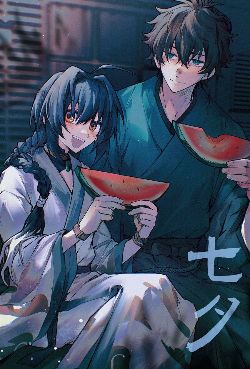 yamato takeru and miyamoto iori (fate and 2 more) drawn by shokuhan_shio