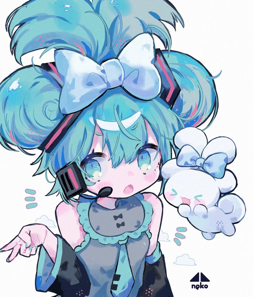 hatsune miku, cinnamoroll, and cinnamiku (vocaloid and 2 more) drawn by cotono_(nazekun)