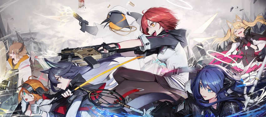 texas, exusiai, mostima, sora, croissant, and 2 more (arknights) drawn by chyan