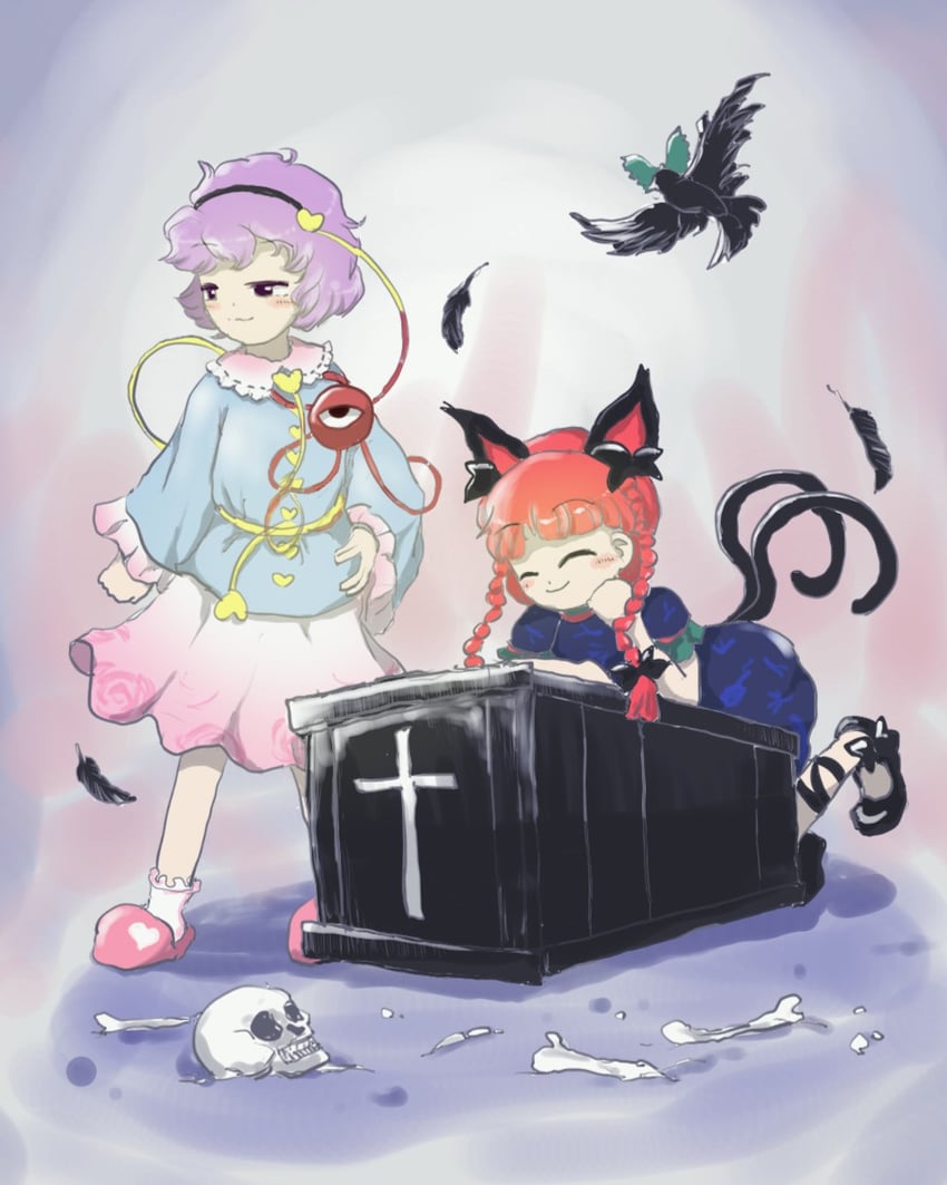 komeiji satori, kaenbyou rin, and reiuji utsuho (touhou) drawn by seisumochi