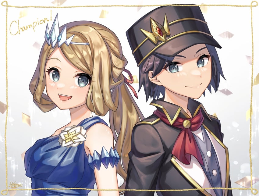 serena and calem (pokemon and 1 more) drawn by wakame1441