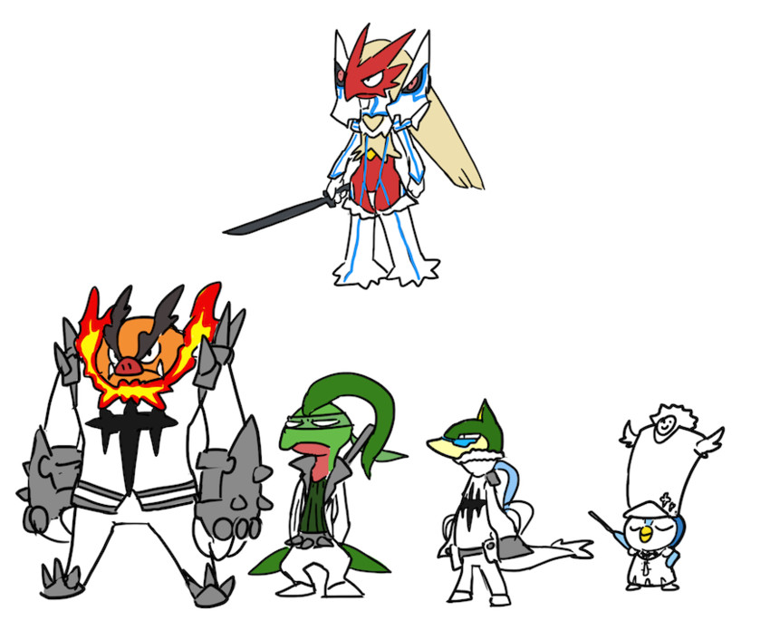 kiryuuin satsuki, junketsu, jakuzure nonon, gamagoori ira, sanageyama uzu, and 6 more (pokemon and 2 more)