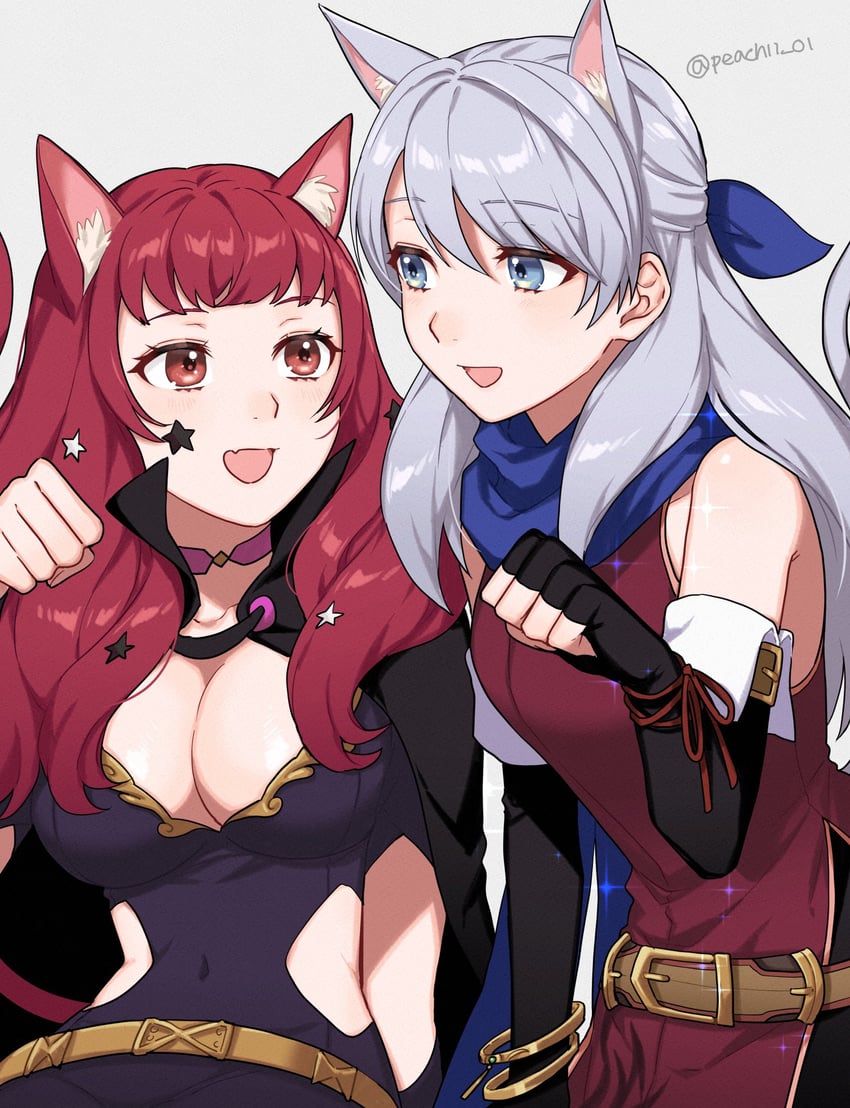 yunaka and micaiah (fire emblem and 2 more) drawn by shamu_(peach11_01)