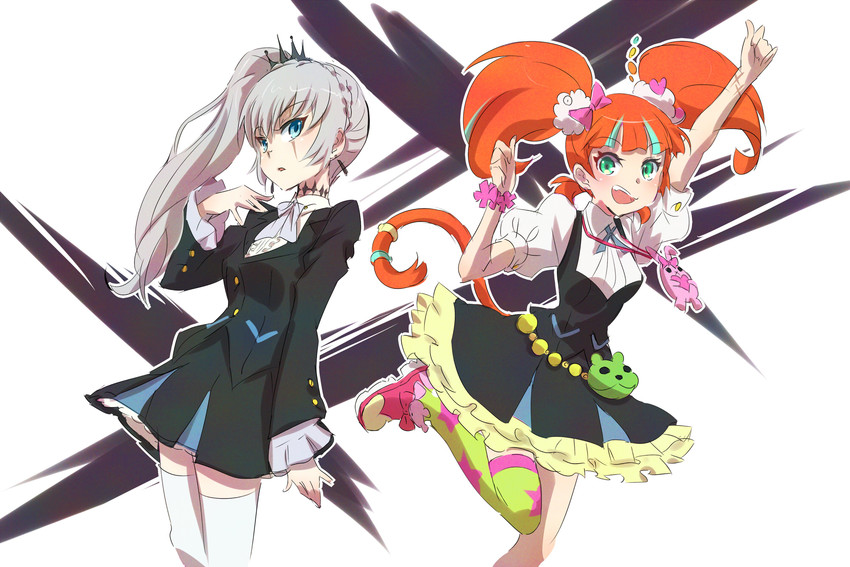 weiss schnee, neon katt, sonozaki noriko, and niiyama nico (rwby and 1 more) drawn by iesupa