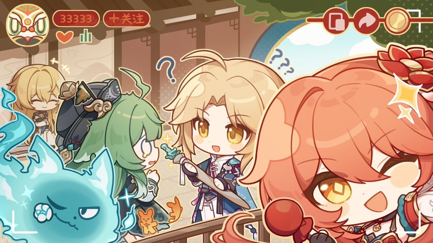 huohuo, yanqing, luocha, guinaifen, tail, and 1 more (honkai and 1 more) drawn by eta