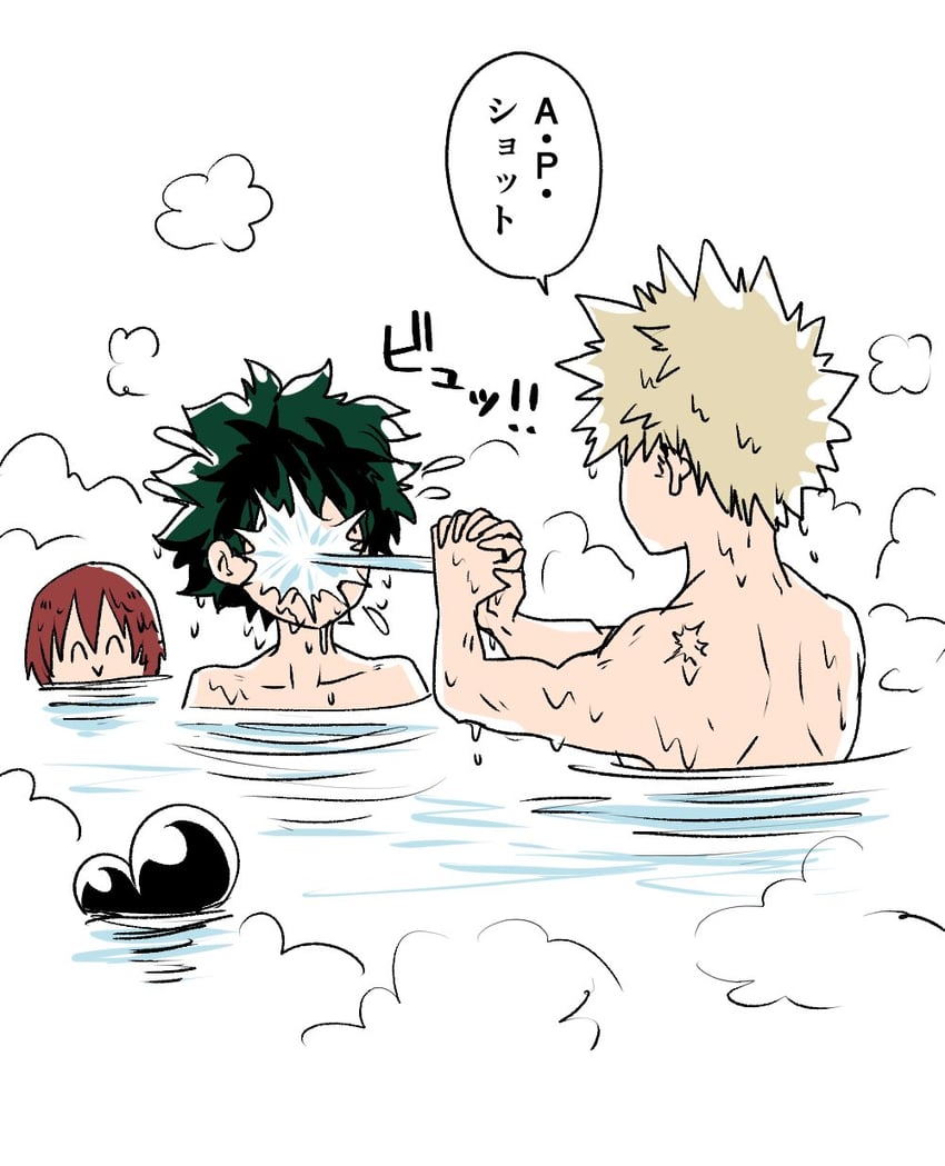 midoriya izuku, bakugou katsuki, kirishima eijiro, and mineta minoru (boku no hero academia) drawn by mocomocopicopi
