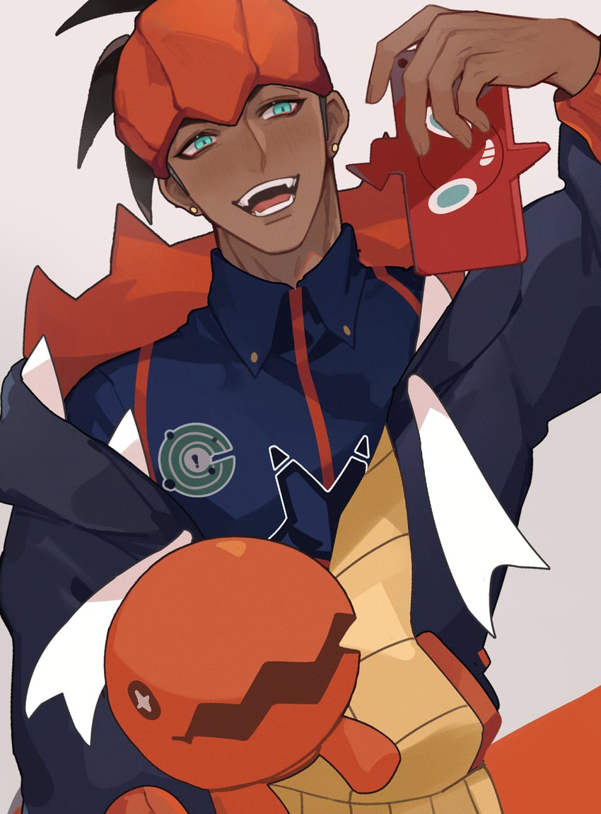 rotom, raihan, rotom phone, and trapinch (pokemon and 1 more) drawn by elims