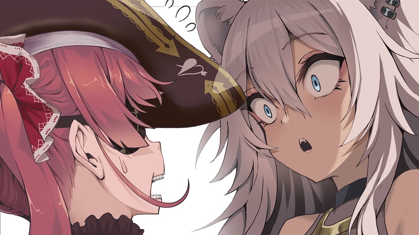 houshou marine and shishiro botan (hololive) drawn by kubota_masaki