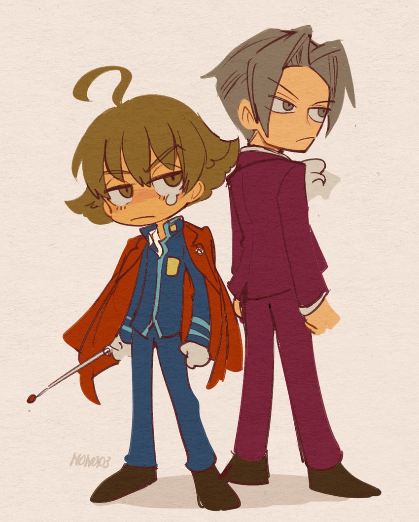 miles edgeworth and eustace winner (ace attorney and 2 more) drawn by nono_(norabi)