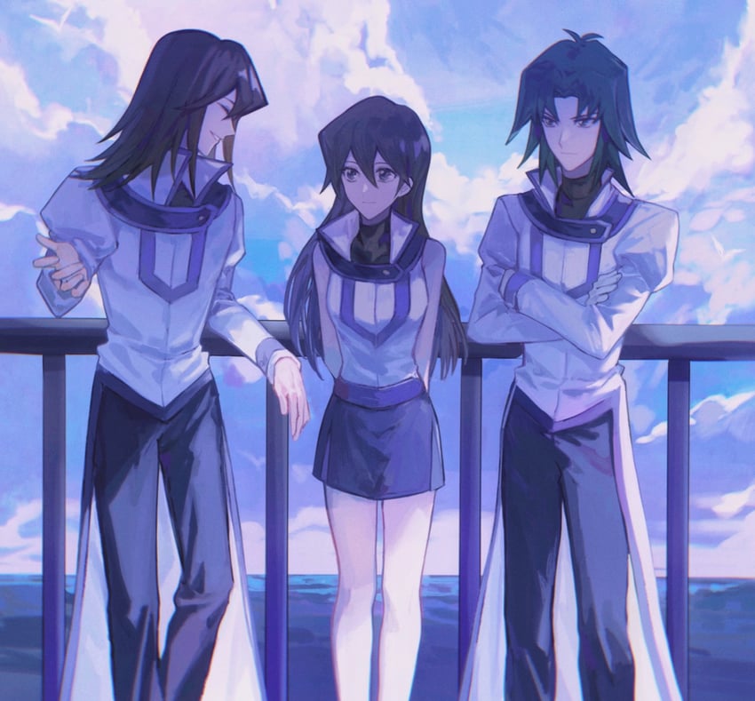 tenjouin asuka, marufuji ryo, and tenjouin fubuki (yu-gi-oh! and 1 more) drawn by naoki_(2rzmcaizerails6)