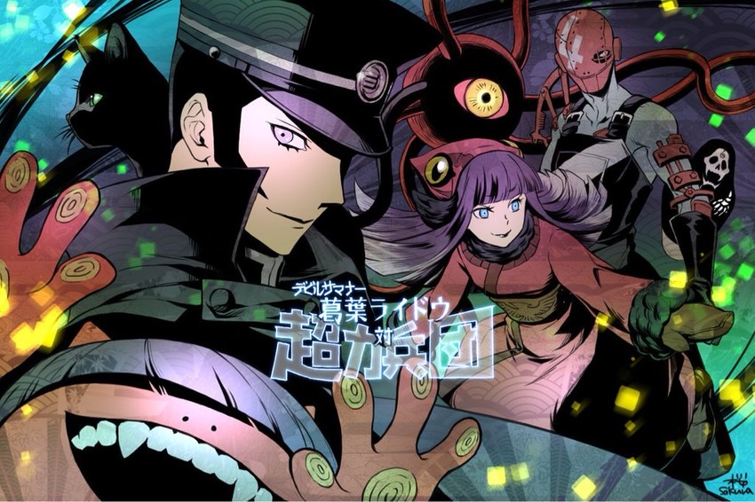 kuzunoha raidou, gouto, muu shuwuu, obariyon, ippon-datara, and 1 more (shin megami tensei and 2 more) drawn by tombsakura