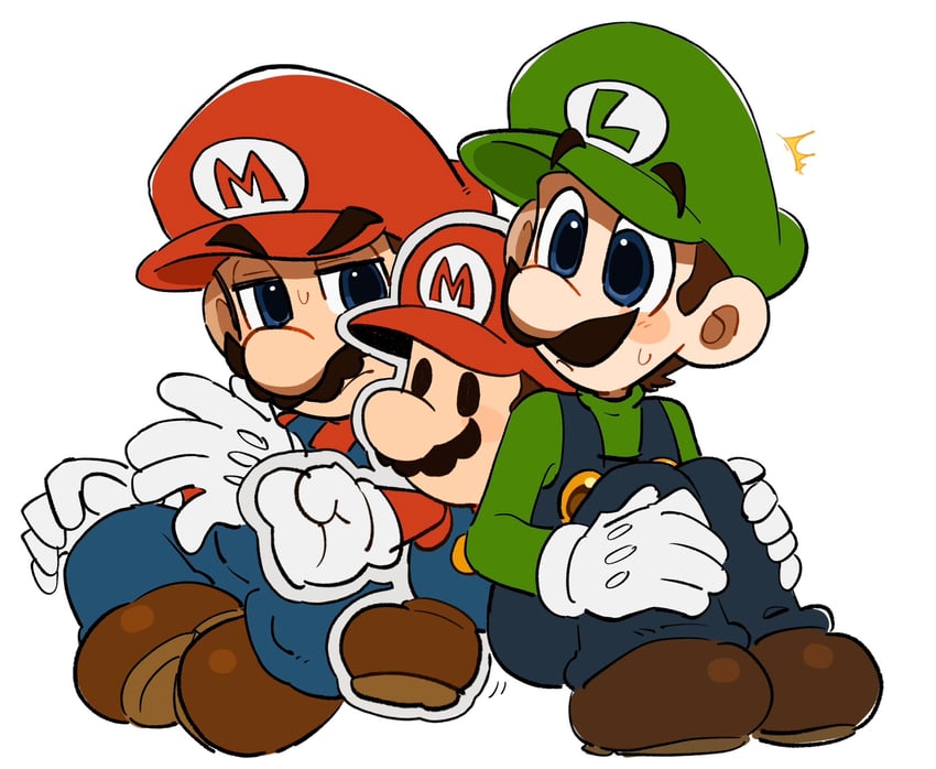 mario, luigi, and paper mario (mario and 3 more) drawn by mimimi_(mimimim9999)