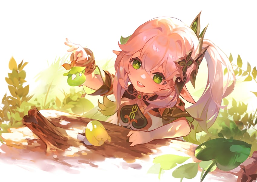 nahida, slime, and fungi (genshin impact) drawn by zame_(960944453)