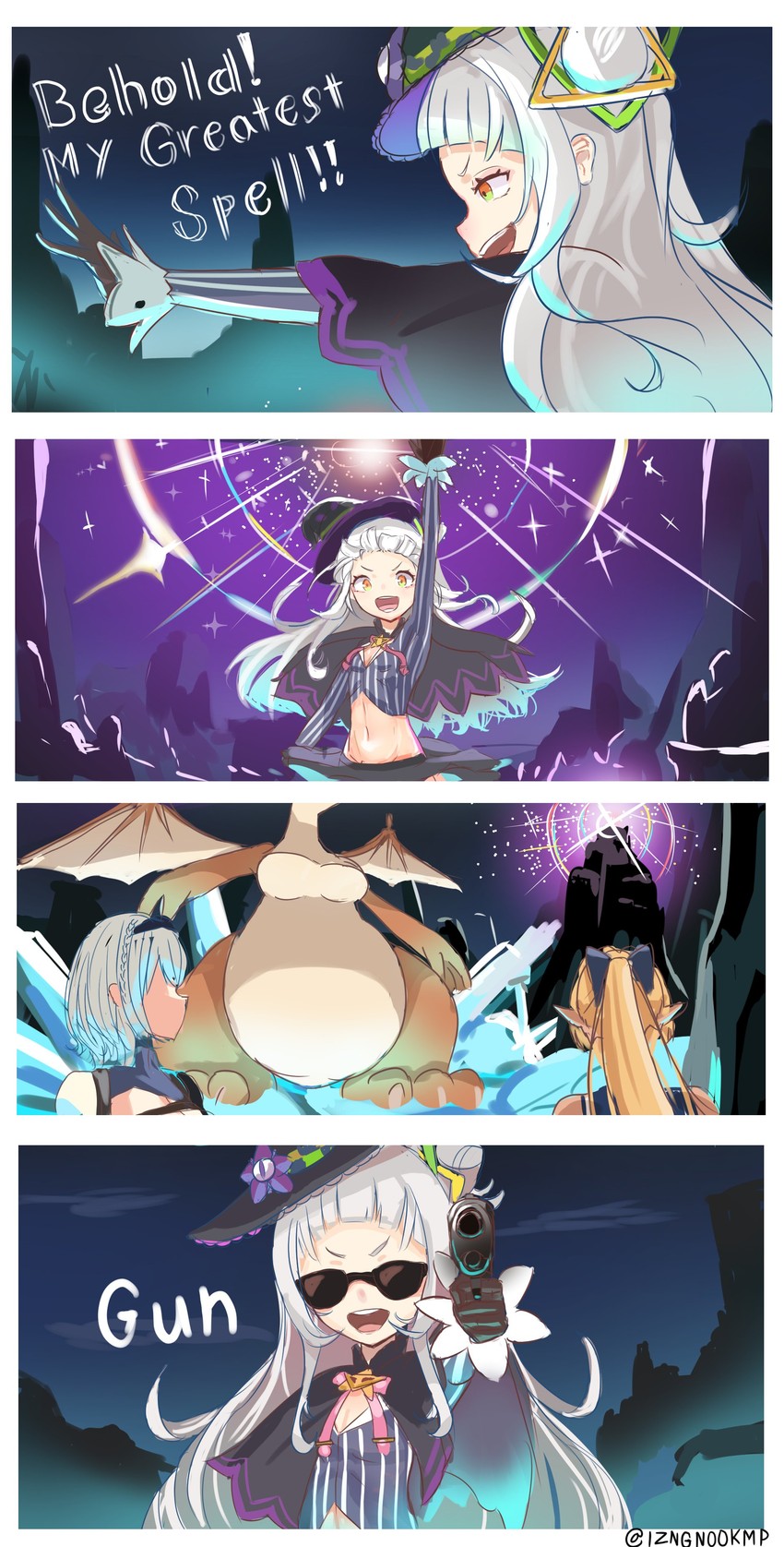 shirogane noel, murasaki shion, shiranui flare, and kiryu coco (hololive and 1 more) drawn by izanagi_no_ookami_p.
