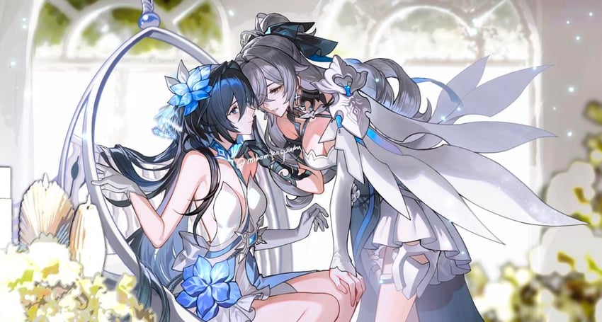 bronya zaychik and seele vollerei (honkai and 1 more) drawn by mie_xing