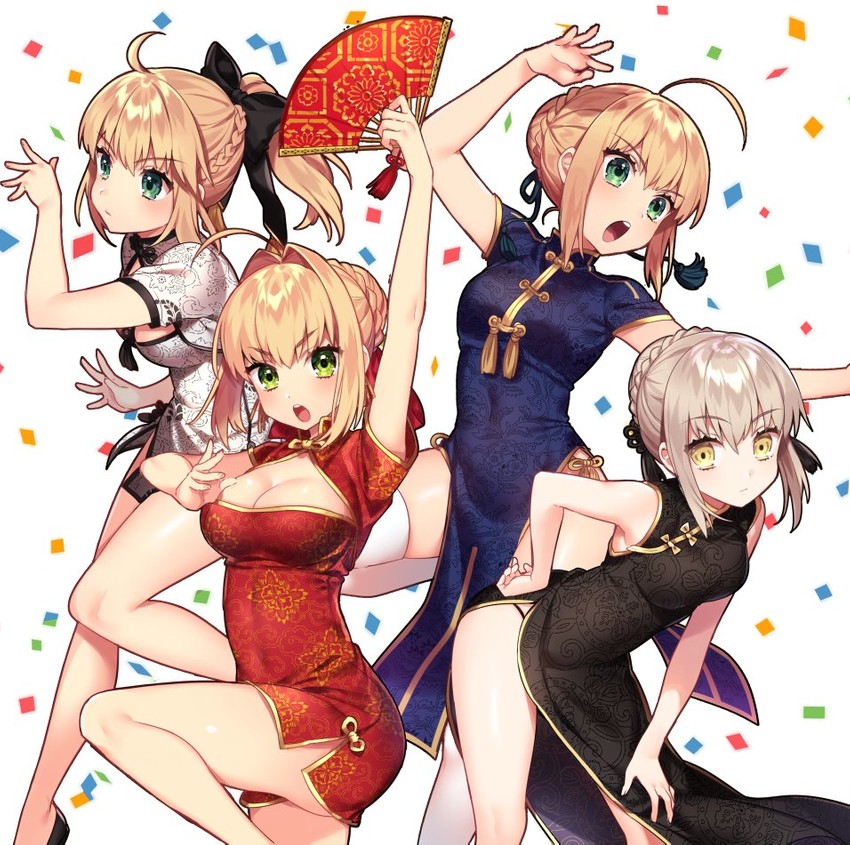 artoria pendragon, saber, nero claudius, saber alter, and saber lily (fate and 4 more) drawn by sakura_yuki_(clochette)