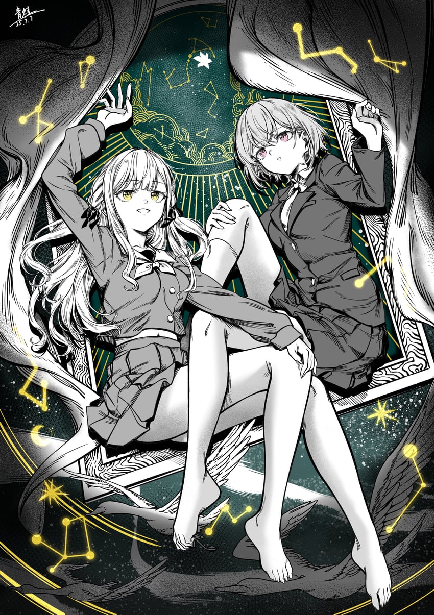 togawa sakiko and takamatsu tomori (bang dream! and 1 more) drawn by qingwa_chi_she