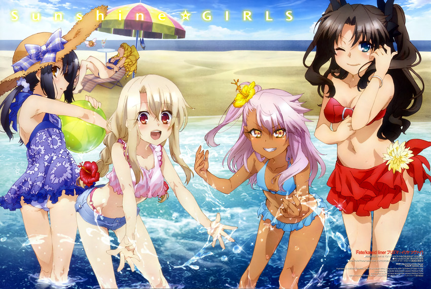 tohsaka rin, illyasviel von einzbern, chloe von einzbern, miyu edelfelt, and luviagelita edelfelt (fate and 2 more) drawn by ushijima_nozomi