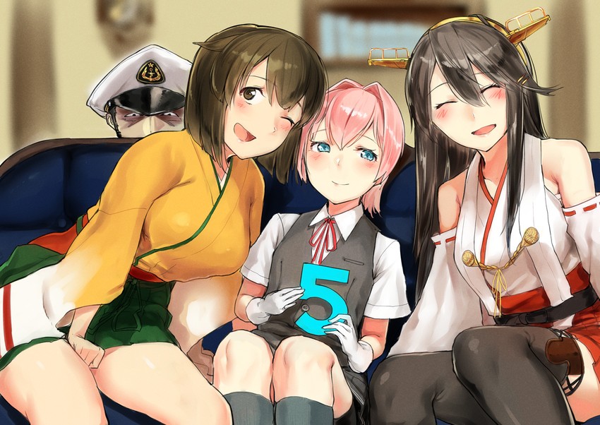 admiral, haruna, shiranui, hiryuu, and haruna kai ni (kantai collection) drawn by poco_(backboa)