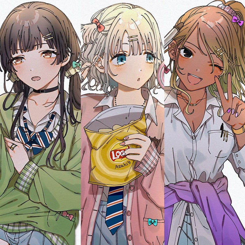 mayuzumi fuyuko, serizawa asahi, and izumi mei (idolmaster and 1 more) drawn by iwawa