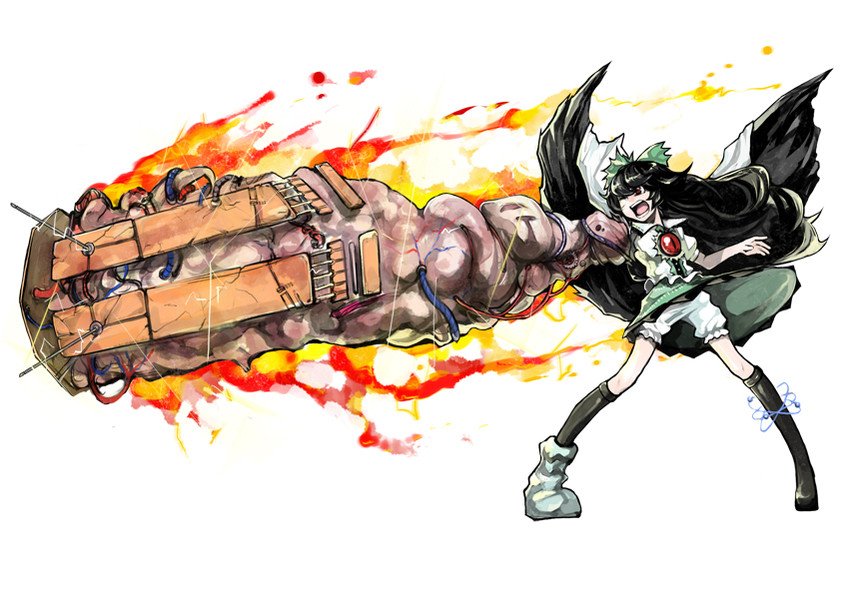 reiuji utsuho and k9999 (touhou and 2 more) drawn by tima