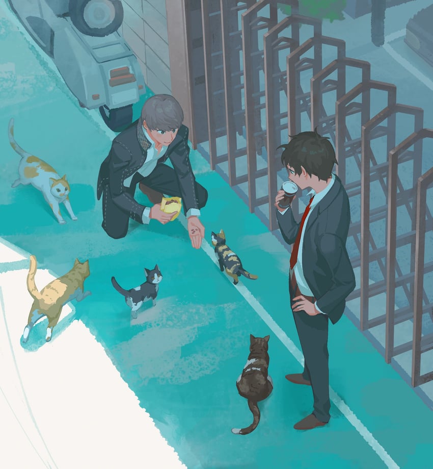 narukami yu and adachi tooru (persona and 1 more) drawn by s_saremi