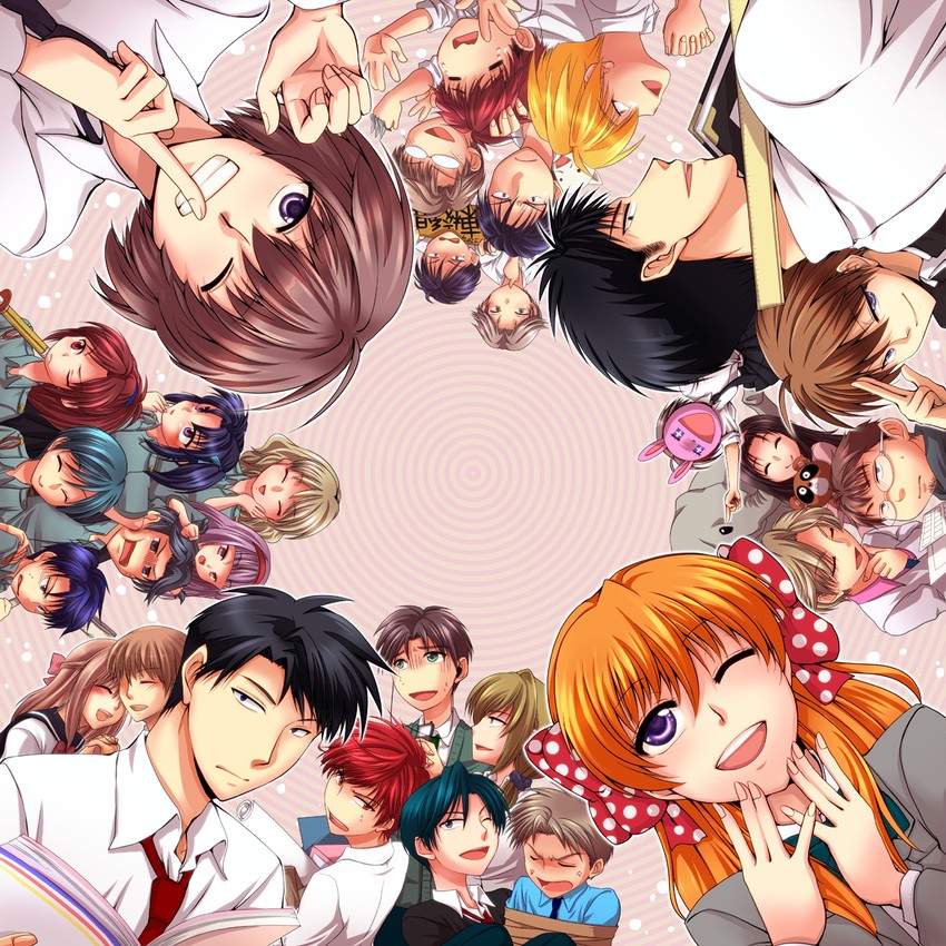 sakura chiyo, kashima yuu, nozaki umetarou, hori masayuki, mikoshiba mikoto, and 20 more (gekkan shoujo nozaki-kun and 1 more) drawn by palast