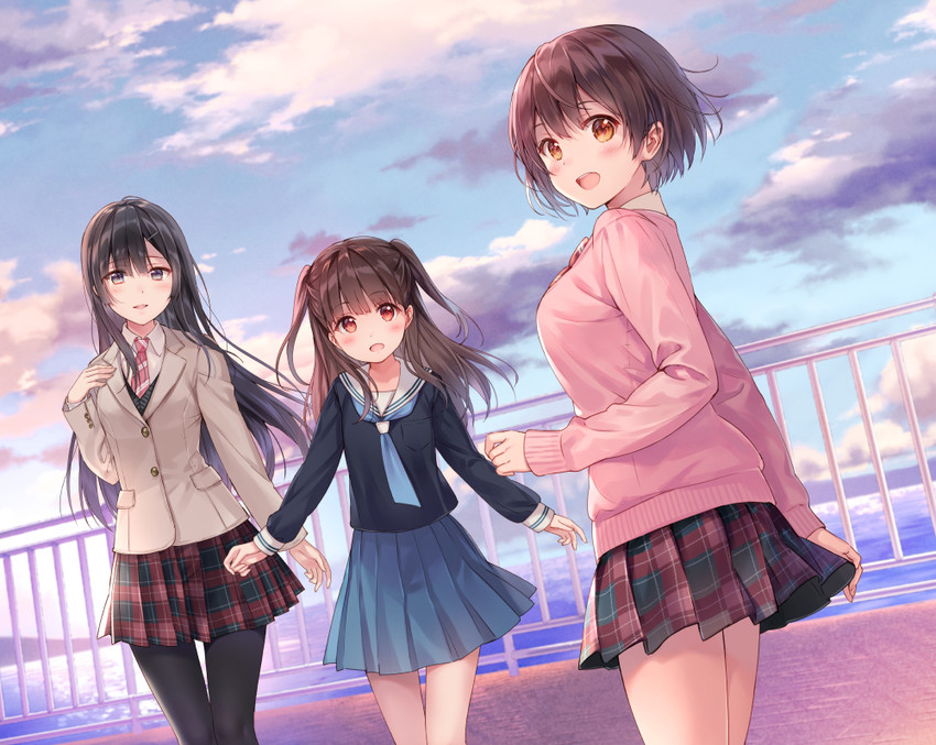 sorai mahiru, sorai yuuka, and sorai kanami (original) drawn by fukahire_(ruinon)