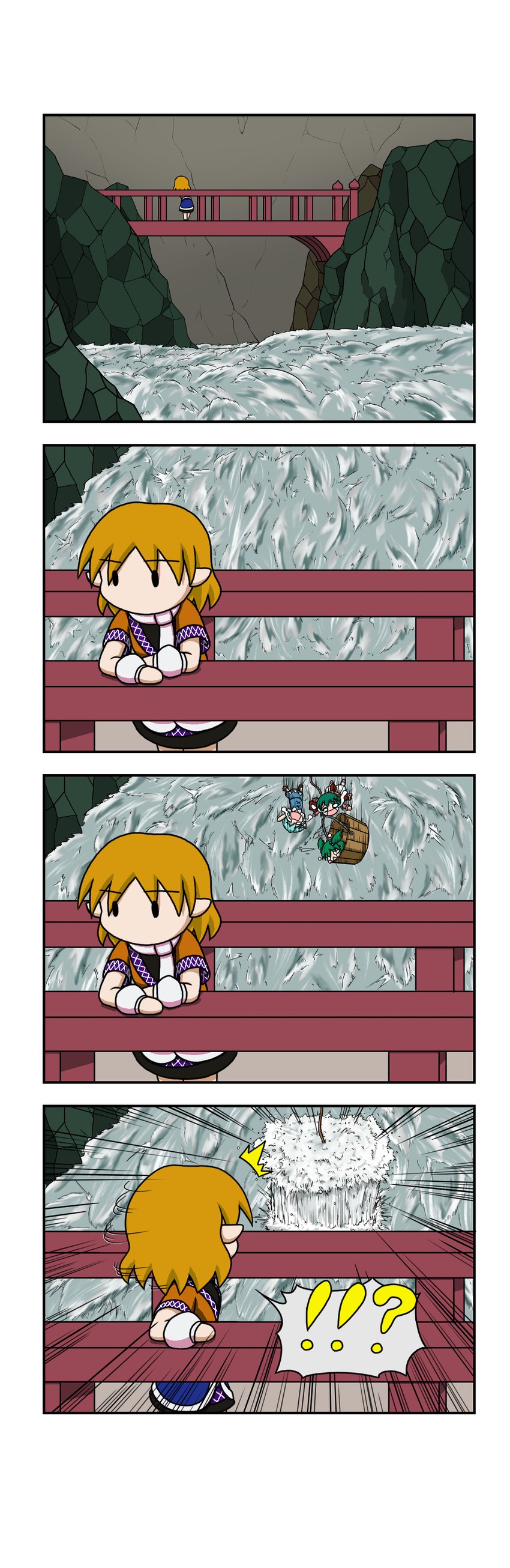 tatara kogasa, mizuhashi parsee, kasodani kyouko, and kisume (touhou) drawn by rakugaki-biyori