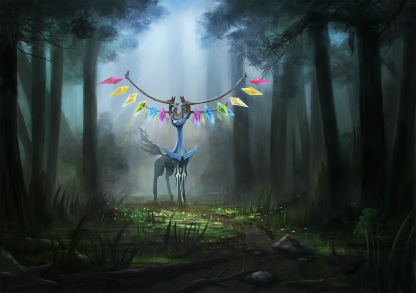 flandre scarlet and xerneas (touhou and 1 more) drawn by dekus