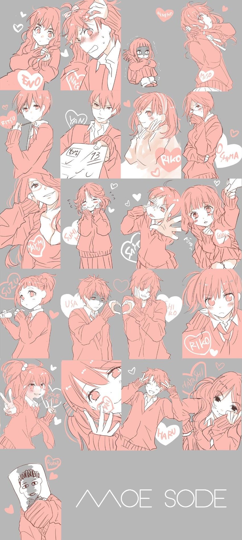 maki natsuo, kurahashi riko, enomoto yuiko, tanahashi suzune, mizushima sayori, and 13 more (love lab and 3 more) drawn by miyahara_ruri
