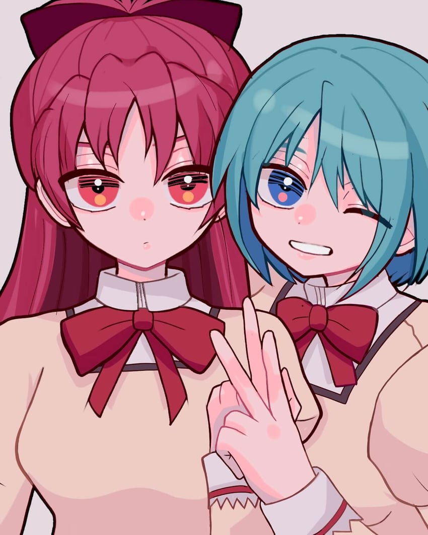 miki sayaka and sakura kyoko (mahou shoujo madoka magica) drawn by keropiki