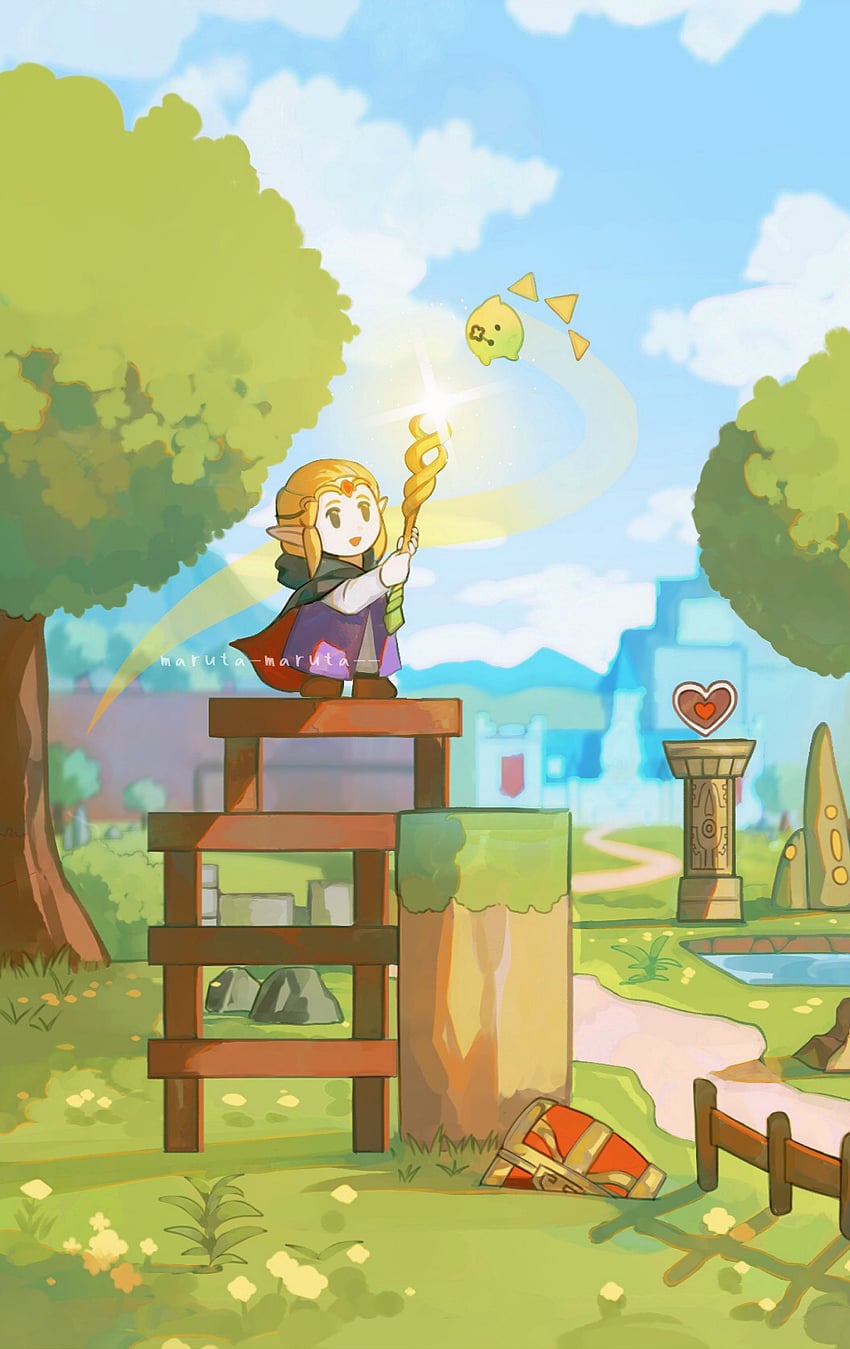 princess zelda and tri (the legend of zelda and 1 more) drawn by maruta_maruta