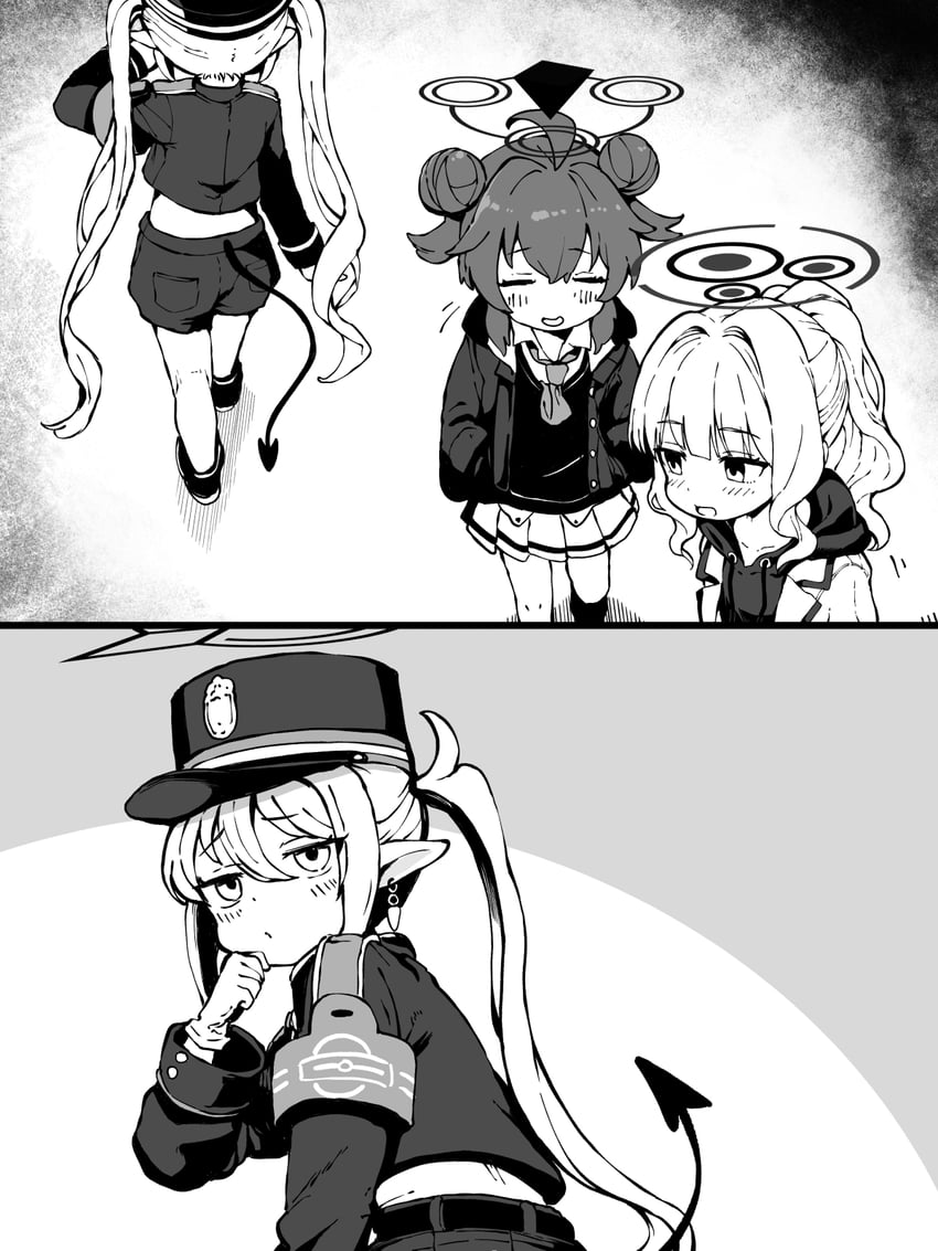 nozomi, maki, and hare (blue archive) drawn by yuuji_overall