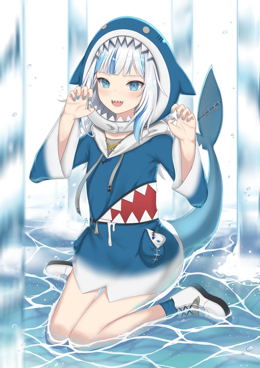 gawr gura (hololive and 1 more) drawn by suikunart