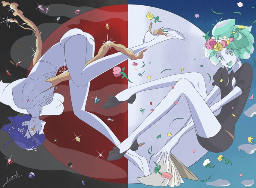 phosphophyllite and lapis lazuli (houseki no kuni) drawn by itsjarrrd