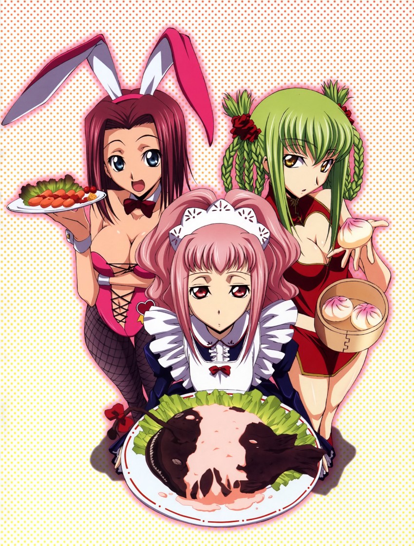 c.c., kouzuki kallen, and anya alstreim (code geass) drawn by tabata_hisayuki