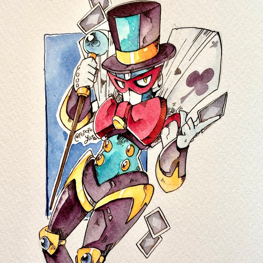 magic man (mega man and 1 more) drawn by popopoyata