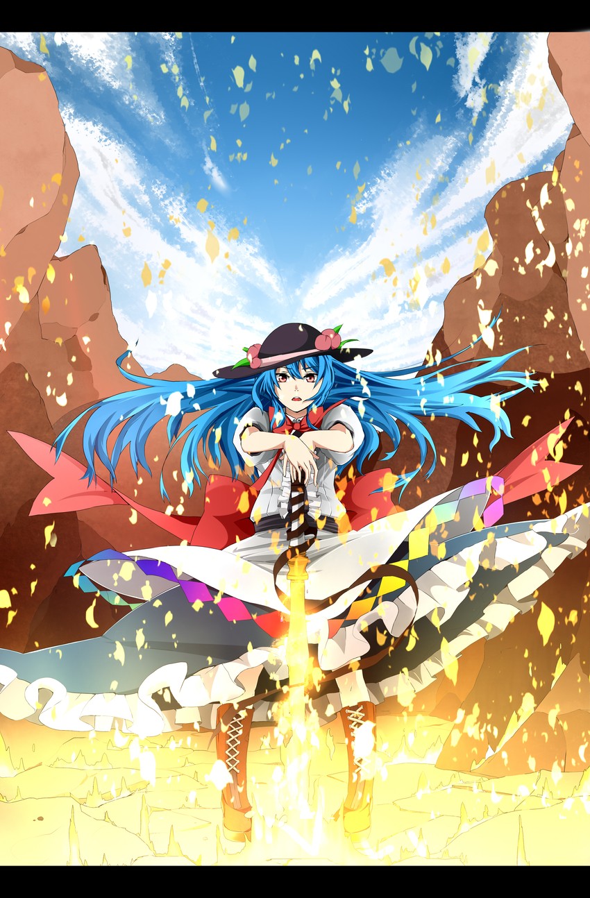 hinanawi tenshi (touhou) drawn by koshi-kun