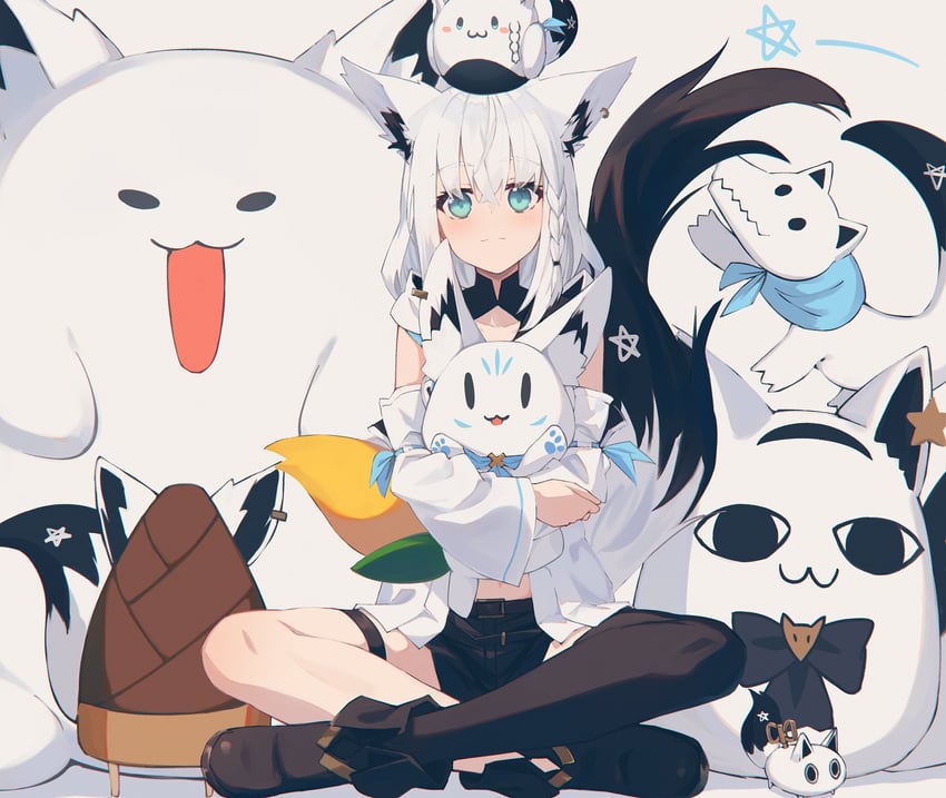 shirakami fubuki, sukonbu, miteiru, oruyanke, fubuzilla, and 1 more (hololive) drawn by nagishiro_mito