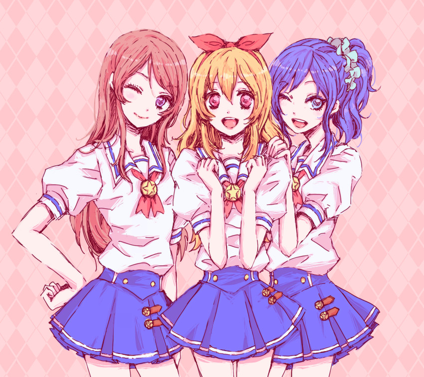 hoshimiya ichigo, kiriya aoi, and shibuki ran (aikatsu!) drawn by sakuo