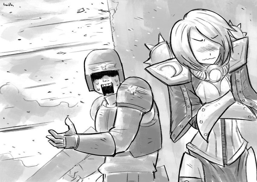 adepta sororitas and astra militarum (warhammer 40k) drawn by lutherniel