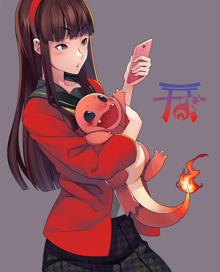 amagi yukiko and charmander (pokemon and 2 more) drawn by yuuten