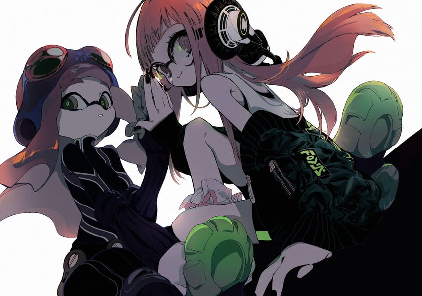 inkling player character, inkling girl, and sakura futaba (persona and 2 more) drawn by nekoolantern