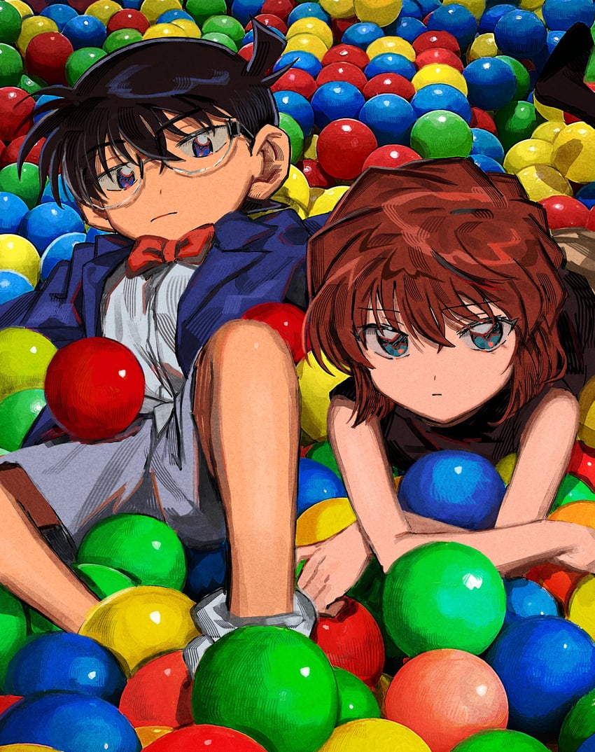 edogawa conan and haibara ai (meitantei conan) drawn by segami